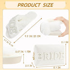 Bridal Shower Gifts, Bride to Be Letter Makeup Bag with Pearl Rhinestone Fuzzy Bride Slippers Wedding Engagement Gifts for Her, Bachelorette gifts
