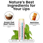 Tallow Lip Balm by Cattle Creek – Organic, All-Natural Ingredients, Long-Lasting Moisture and Hydration for Dry, Cracked, and Chapped Lips, Soothing Formula for Soft Skin (Pack of 3, Peppermint)