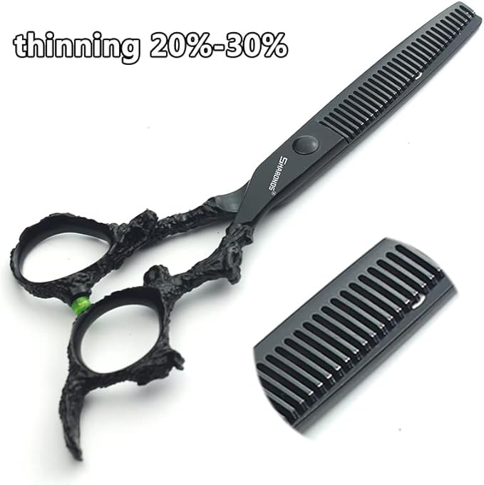 6 inch hair stylist barber scissors black plate dragon 440C hairdressing cutting scissors+thinning scissors (6 inch 2PC)