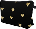 Cute Travel Makeup Bag Cosmetic Bag Small Pouch Gift for Women (Brushed Gold Heart)