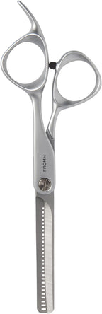 Fromm Transform 5.75" 28 Tooth Thinning Shears for Haircutting Wet and Dry Hair, Polished Silver Japanese Steel Scissors with Beveled Blades and Microserrated Thinning Teeth