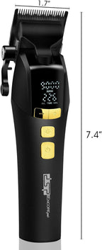 DSP Hair Clipper for Men Professional, Cordless DLC Coated Ceramic Blade, Five-Speed Adjustable 9000RPM, Hair Cutting Tool for Barbers, with Indicator Light Plug and Play, Black
