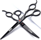 SHARONDS 6/7 Inch Professional 440C Hair Cutting Scissor Salon Hairdressing Thinning Shears Perfect for Barber and Home Use (7 in 3pc)