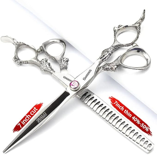 7/8-inch Personalized Scissors Salon Hairstyle Scissors Stainless Steel Hair Styling Tools (7 inch 2pc-D)