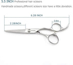 5.5" Barber Hair scissors Professional Hair Cutting Shears 440C Hair Cutting Scissors Shears Haircut Scissors Silvery Convex Blades KINSARO for Hairdresser Barber or Home Use