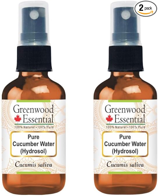 Greenwood Essential Pure Cucumber Water (Hydrosol) (Cucumis Sativa) (Pack of Two) 50ml X 2 (3.38 oz)