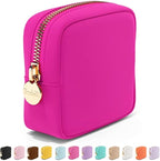 Embla Makeup Bag Travel Cosmetics Pouch and Toiletry Bag, Nylon Zipper Pouch Purse, Cute Make Up Organizer Storage Tote for Women Girls, Waterproof Travel Skincare Case, Small Makeup Bags, Fuchsia