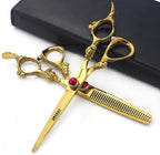 5.5/6 /7 Inch Purple Dragon Knight Professional Japanese Hair Scissors Barber Scissors Set (6 inch 2pc-B)