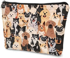 Cute Dogs Doodle Makeup Bag,Watercolor Puppy Dogs Cosmetic Bag Best Gift Idea for Dog Lovers Teen Girls Women,Birthday Christmas Valentine's Day Gifts for Dog Moms Teen Girls Daughter Sister