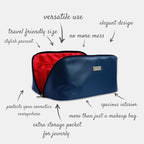 NAORI Travel Makeup Bag for Women | Large Luxury Cosmetic Organizer with Handle & Inner Pockets | Waterproof Leather Toiletry Bag | Makeup Case for Home, Travel & Gifting (Dark Teal)