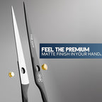 The Cut Factory® 6.5” Matte Black Luxury Hair Scissors – Ultra-Sharp High Carbon Steel Barber Shears for Men, Women & Kids – Gift-Boxed with Leather Pouch – Precision Cutting for Salon & Home