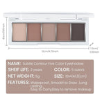 5 Colors Matte Eyeshadow Makeup Palette, 5 Natural Neutral Nude Brown Cool-Toned Nude Taupe Eyeshadow, Looks for Brown Eyes Women Finish Long Wearing Waterproof Professional Eye Makeup 06#