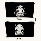 Panda Gifts Black Makeup Bag,Gifts for Panda Lover Wonmen Girls,Cute Baby Panda Guess What It's Pug Butt Cosmetic Bag,Makeup Case for Teen Girls Daughter,Panda Accessories,Canvas Zipper Pouch