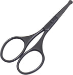 Multicolor Professional Grooming Scissors for Personal Care Facial Hair Removal and Ear Nose Eyebrow Trimming Stainless Steel Fine Straight Tip Scissors 3.9 Inch (Black Safety Head D)