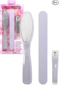 Earth & I -3 pc Manicure Pedicure Set: Large Nail Clipper, Callus Remover & Contour File, Stainless Steel Nail & Foot Care Kit for Men & Women, at Home Mani-Pedi Kit, Travel-Friendly Nail Care (Pink)