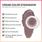 evpct Single Cream Eye Shadow Palette Pot Makeup for Older Women, Taupe Mauve Shimmer Glitter Metallic Monochrome Cream to Powder Eyeshadow Palette Eye Brightener, High Pigment Waterproof Blendable