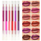 6Pcs Dual-Ended Dual-Colored Matte Lipstick Crayon Lip Liner pencil Set，Creamy & Hydrating Matte Lip Pencil, Smudge-Proof, Long-Wear Waterproof Lipstick to Create Perfect Lip Makeup (6pcs) Set #01