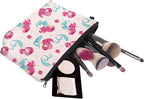Cute Travel Makeup Bag Cosmetic Bag Small Pouch Gift for Women (Pink Mermaid)