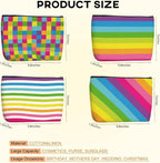 4pcs Colorful Rainbow Makeup Bag, Bright Neon Colors Cosmetic Bag, Christmas Wedding Anniversary Birthday Friendship Gifts for Women Girls Best Friends Therapist Bestie Mom Travel Toiletry Bag