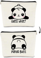 Cute Baby Panda Guess What It's Pug Butt Makeup Bag,Funny Cartoon Cute Panda Cosmetic Bag Best Gift Idea for Panda Loves,Birthday Christmas for Girls Women, Makeup Case for Teen Girls Daughter