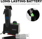 Supreme Trimmer Recharge Clipper - Professional Hair Clipper with 2 Removable Batteries, Brushless Motor, Smart Charge Stand, USB-C Charge & DLC Blades Barbers | STC779