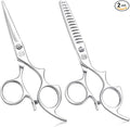 Moontay 6.0" Hair Cutting Shears Set with Large Finger Holes, Professional Barber Stylist Texturizing Shears, Salon Hair Cutting Scissors, 440C Japanese Stainless Steel, Silver