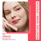 Oulac Watermelon Pink Lipstick - Moisturizing Lip Stick Glossy Tinted Lip Balm, Sheer Shine Juicy Finish, Lightweight and Hydrating Formula for Dry Lip Care, Vegan 2.2g/0.07oz (11)