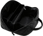 Petition Makeup Bag, 180° Open Lay-Flat Cosmetic Case, Large Capacity Compartment Makeup Bag, Lightweight, Soft and Fashion for Bottles & Brushes (Black)