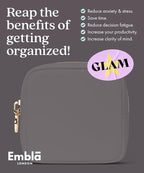 Embla Makeup Bag Travel Cosmetics Pouch and Toiletry Bag, Nylon Zipper Pouch Purse, Cute Make Up Organizer Storage Tote for Women Girls, Waterproof Travel Skincare Case, Small Makeup Bags, Grey