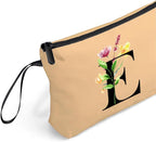 Women Birthday Unique Bride to be Bridal Shower Initial Gifts for Mom Sister Friend Her Teacher Aunt Makeup Cosmetic Bag with Mirror Mothers Day Christmas Graduation E