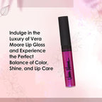 Vera Moore Lip Gloss, Moisturizing Lip Color with Shimmer for Long Lasting Shine, Lightweight Lip Stain, Girls Non-Sticky Lip Gloss with Aloe Vera, W/Vitamin C, E (Fuchsia, One Size)