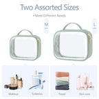 PACKISM TSA Approved Toiletry Bag, 2 Pack Clear Makeup Bags with Handle Large Opening, Clear Toiletry Bag Fit Carry-on Travel Essential, Travel Bags for Toiletries, Laurel Green
