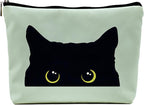Black Cat Makeup Bag – Cute Cosmetic Pouch Travel Toiletry Bag, Zipper Organizer for Women Girls, Multifunction Cat Lover Gift Purse (Greener Pu Leather)