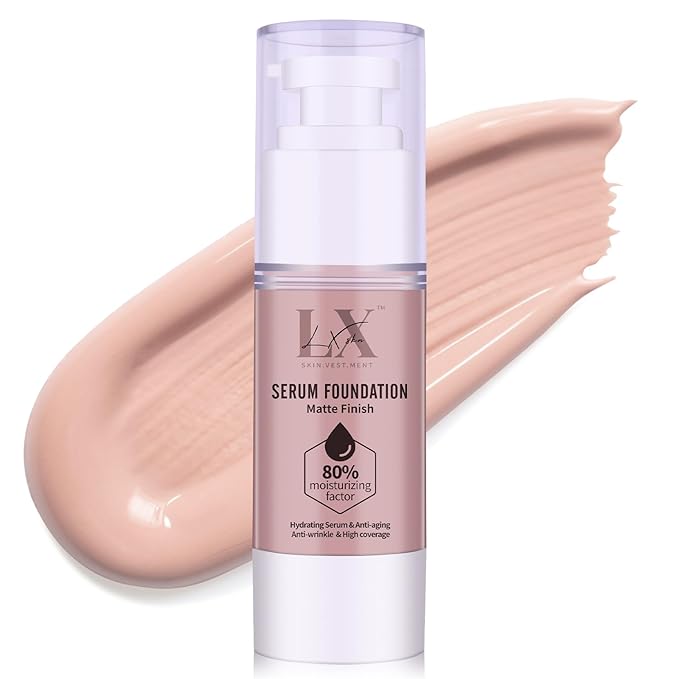 Moisturizing Foundation with 1% Hyaluronic acid, Deep Hydration & High Coverage Serum Foundation for A Smooth & Satin Finish, 107 Light