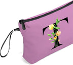 Women Birthday Unique Bride to be Bridal Shower Initial Gifts for Mom Sister Friend Her Teacher Aunt Makeup Cosmetic Bag with Mirror Mothers Day Christmas Graduation T