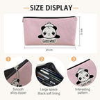 Panda Gifts Pink Makeup Bag, Cute Baby Panda Guess What It's Pug Butt Cosmetic Bag, Travel Toiletry Bag for Daughter, Canvas Zipper Pouch