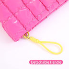 Puffer Quilted Makeup Bag Travel Cosmetic Bag Portable Puffy Checkered Toiletry Pouch Skincare Organizer Purse Pencil Case (White)