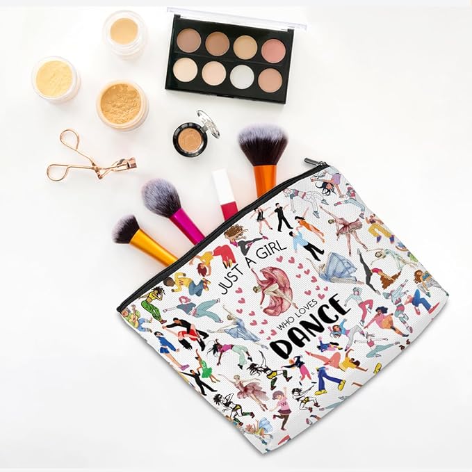 Christmas Thank You Gifts Dance Makeup Bag for Girls Dancer Recital Gift, Cosmetic Toiletry Bag with Zipper Pouch Dance Gift for Women, Sister, Lover, Teacher, Friendship Secret Santa Gifts