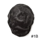 FACE MIRACLE Lace Front Mens Toupee Human Hair System Swiss Lace Center Toupee for Men Thin Skin PU Around Hair Replacement System V-Looped Mens Hair Wig Units 6"X9" 1B# OFF BLACK