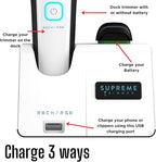 Supreme Trimmer Recharge ST777 – Professional Barber Trimmer with 2 Removable Batteries | 8000 RPM Motor, Zero Gap DLC Blades, Smart Charging Dock, USB-C Fast Charge