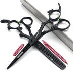 6 inch hair stylist barber scissors black plate dragon 440C hairdressing cutting scissors+thinning scissors (6 inch 2PC)