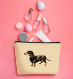 Funny Dachshund Weiner Dog Makeup Bag - Cosmetic Bag Gift Idea for Dog Lovers, Teen Girls, Women; Perfect for Dachshund Moms, Daughters, Sisters