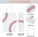 durony 16 Pieces Baseball Party Favor Bags with Handles Tissue Paper Gift Bags Goodie Candy Treat Bag for Birthday, Baseball Themed Party Supplies (8.6 x 6.2 x 3.1 Inches)