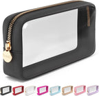 Clear Makeup Bag Zipper Pouch, Transparent Cosmetic Case Organizer, TSA Approved Travel Toiletry Case, Travel Accessories Essentials Makeup Tote for Women, Small Cute Make up Bag for Purse - Black