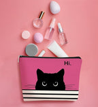 Cute Makeup Bag - Cat Gifts for Women, Black Cat Kitty Cosmetic Pouch