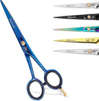Hair Cutting Scissors-Professional Hairdressing Scissors for Women,Men,Hair Stylists,Salon,Barber- 6.5-Inch Stainless Steel Hair Scissors with Finger Rest (Classic Scissor Blue Titanium)