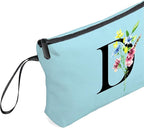 Women Birthday Maid of Honor Monogrammed Gifts for Bride Bridesmaid Sister Friend Her Teacher Makeup Cosmetic Bag with Mirror Mothers Day Christmas Graduation D