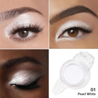 evpct Single Cream Eye Shadow Palette Pot Makeup for Older Women, Pearl White Sparkle Shimmer Glitter Metallic Monochrome Cream to Powder Eyeshadow Palette Eye Brightener, High Pigment Waterproof