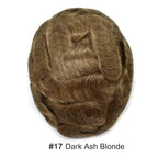FACE MIRACLE Hair System for Men French Lace Mens Toupee Human Hair Replacement System Lace with PU Toupee for Men Male Hair Piece Wigs 6"X9" 17#DARK ASH BLONDE