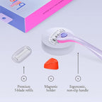 Billie Razors for Women Shave Kit – Women’s Razor + 4 x 5-Blade Razor Refills + Magnetic Holder – DreamPop